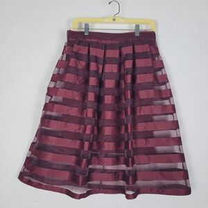Elegant Burgundy Striped Skirt